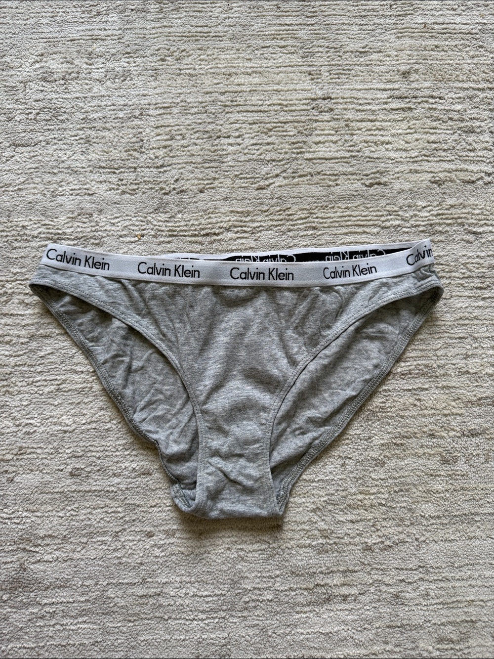 Calvin Klein Heather Gray Cotton Bikini Briefs with Logo Waistband